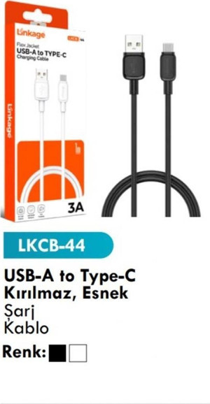 Linkage Şarj Kablo Usb-A To Type-C Kırılmaz Esnek Şarj Kablo Lkcb-44 - Image 1