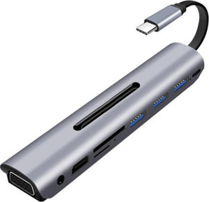 Type-C 9in1 4K Hdmi Vga Micro SD TF Kulaklık 3 Usb Şarj Girişli - Image 1