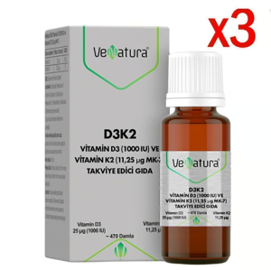 VeNatura Vitamin D31000 Iu Ve Vitamin K2 11,25 Ug Mk-7 3 Adet - Image 1