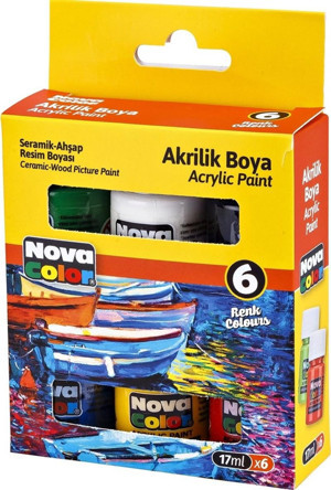 NOVA COLOR SİSE 6 Lİ  (17 ML) NC-2006 AKRİLİK BOYA - Image 1