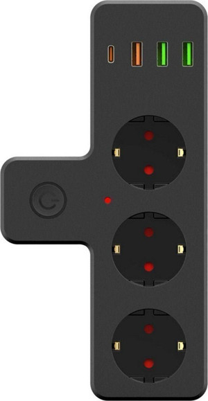 Vothoon Termal Akım Korumalı Isıya Dayanıklı 3'Lü Duvar Tipi Priz 3X Usb 1X Type-C Priz - Image 1