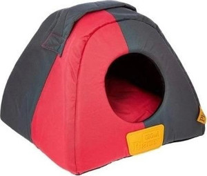 Gigwi Üçgen Kanvas Kumaş Kedi ve Küçük Irk Köpek Yatağı Kırmızı/Siyah 40x40x33 Cm - Image 1