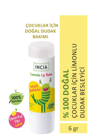 INCIA %100 Doğal Kids Dudak Besleyici Limonlu Bitkisel Nemlendirici Dudak Bakım Kremi 6 gr - Image 1