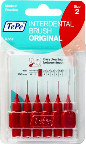 Tepe Interdental Brush Diş Arası Fırçası 0.5Mm No:2 - Kırmızı Blister 6'Lı Paket - Image 1