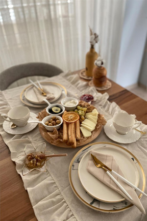 Naturel Fırfırlı Runner Vintage - Image 1