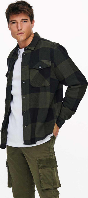 Only & Sons Erkek Onsmılo Kareli Çift Cepli %100 Pamuk Gömlek 22019854 Yeşil - Image 1
