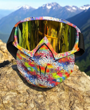 Tex 710 Jet Maske Bisiklet Motosiklet Kayak Çok Amaçlı Maske Sarı Aynalı Gözlük Colorfull - Image 1