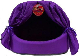 Pet Pretty Perdeli Kumaş Yuvalı Kedi Yatağı Mor 40x50x36 Cm - Image 1