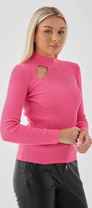 Fashion Friends Kadın Pencere Detaylı Kazak 23K0167K1 Fuşya - Image 1