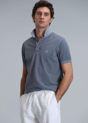 Lufian Erkek Vernon Smart Polo T-Shirt 111040163 Koyu Gri - Image 1