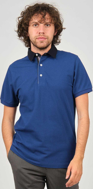 Desen Triko Erkek Polo Yaka T-Shirt 0249812 Indigo - Image 1