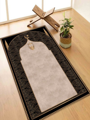 Seccade Diz Ağrıtmayan Kalın Halı Seccade Namazlık Siyah - Image 1