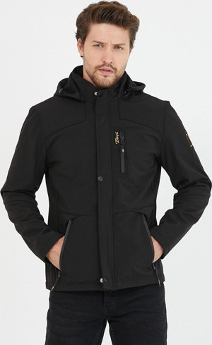 Mero Life Su Ve Rüzgar Geçirmez Kürklü Softshell Siyah Erkek Mont - Image 1