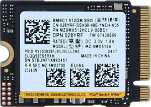 Samsung Bm9C1 512GB NVMe M.2 2280 PCIe 4.0 Okuma 4900 MB/s Yazma 4000 MB/s