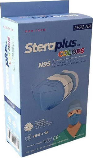 Steraplus Colors Ffp2 5 Katmanlı Telli N95 Maske 10'Lu - Mavi - Image 1
