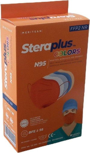 Steraplus Colors Ffp2 5 Katmanlı Telli N95 Maske 10'Lu - Turuncu - Image 1