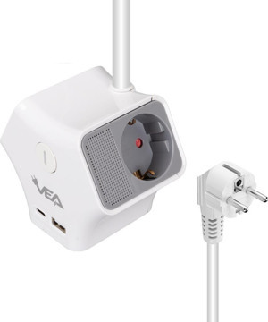 Vea VE-G903YC 3'lü USB+ Type-C Girişli Anahtarlı 1.5 Metre Grup Priz - Image 1