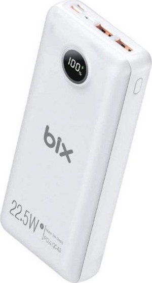 Bix Pb201 20000mah 22.5w 3 Çıkışlı Usb Qc 4.0 Type-c Pd Lcd Göstergeli Powerbank Beyaz - Image 1