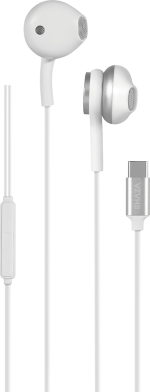 SHAZA Type C Silikonlu Kablolu Kulaklık Beyaz - Image 1