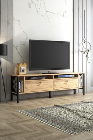 Wood'n Love Luna 160 Cm Tv Ünitesi - Atlantik Çam / Siyah - Image 1