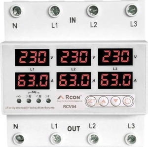 Rcon Rcv 04 Ray Tipi Trifaze Akım Koruyucu Voltaj Koruyucu 63 A Sigorta - Image 1