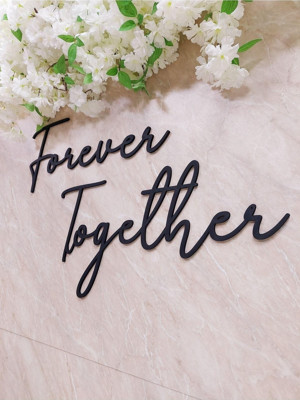 Seyyar Atölye Siyah Ahşap Mdf Forever Together Yazısı | Tag Isimliği - Image 1