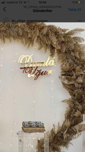 Gülüş Lazer Kesim 40X30 Cm Ebatlı Kalın Pleksi Tag İsmi Söz Nişan Masası Arkası Pleksi İsim - Image 1