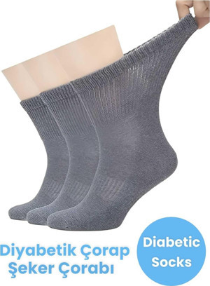Tezzgelsin Unisex 3'Lü Pamuklu Diyabetik Çorap Şeker Çorabı Diyabet Çorabı Koku Önleyici Çorap - Image 1