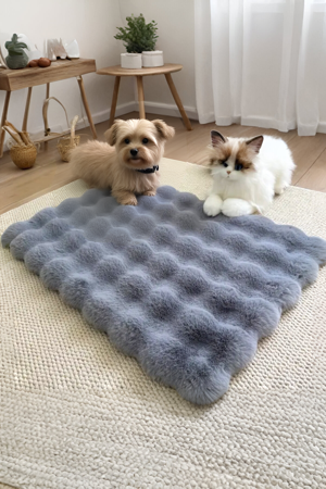 Peluş Yumuşak Yıkanabilir Bubble Kedi Yatağı - Köpek Yatağı Minder Antrasit - Image 1