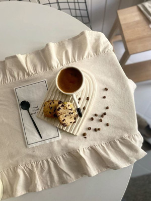 Vintage Naturel Fırfırlı Keten Runner - Image 1