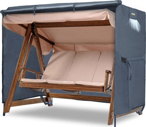 Haegs Bahçe Salıncak Koruma Örtüsü Üç Kişilik Tenteli Hamak Bahçe Salıncağı Koruma Kılıfı Su Geçirmez Branda Dayanıklı 210X125X170Cm Gri - Image 1