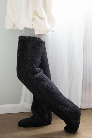Kubbe Tedy Peluş Uyku Çorabı Welsoft Diz Üstü Ev Çorabı Ayak Isıtıcı Uzun Çorap - Image 1
