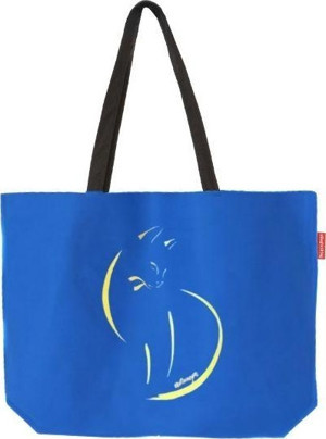 Baghashtag Mavi Kedi Baskılı Gabardin Bez Çanta - Image 1