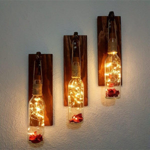 ST Dekor Duvar Dekorasyon 3 Lü Set Dekoratif Peri Led Cafe Ofis Hol Antre Ev Hediyesi Ceviz Renk Duvar Süsü - Image 1