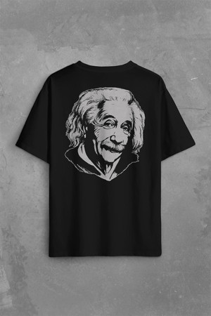 Albert Einstein İzafiyet Görelilik Teorisi E=mc2 Fizik Sırt Ön Baskılı Oversize Tişört Unisex T-Shirt - Image 1