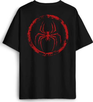 Oversize T-shirt Spider Örümcek Adam Animal Gym Spor Baskılı Siyah Unisex Tişört - Image 1