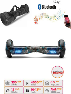 CityMate Elektrikli Kaykay Hoverboard Bluetooth Hoparlörlü 6.5 Inch Grafiti Desenli Çanta Hediye - Image 1