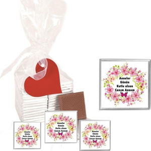 Agrand Madlen Çikolata Sargılı Anneler Gününe Özel Marka 15 Adet Jelatin Poşetli Kalpli Etiketli - Image 1