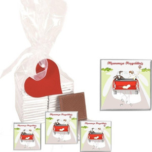 Agrand Madlen Çikolata Nişanımıza Hoşgeldiniz Marka 25 Adet Jelatin Poşette Kurdelalı Kalp Etiketli - Image 1