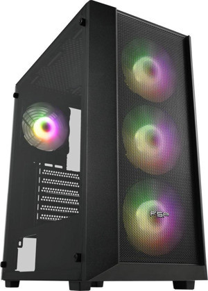 FSP CMT 218 80 FIXED FAN MID-TOWER K ATX 4x120mm Fans RGB Tempered Glass Mesh Front 650W PSU