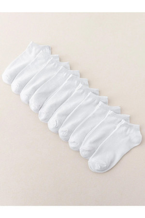 Fresh 10 Çift Kadın Düz Beyaz Bilek Boy Patik Çorap Spor Ayakkabısı Çorabı 10 Adet - Image 1