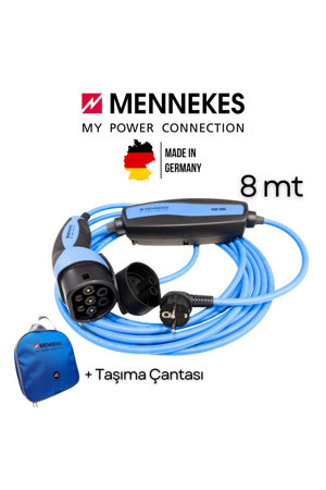 Mennekes Ev Tipi Elektrikli Araç Şarj Kablosu - 8mt - 3kw - Tip2 Soketli - Taşınabilir Mobil Şarj Kablosu - Image 1