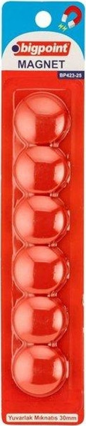 Bigpoint 423-25 Magnet 30mm (Mıknatıs) Kırmızı 6'lı Blister - Image 1