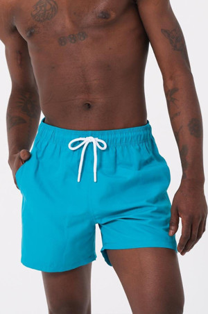 Turkuaz Su İtici Özellikli Düz Renk Basic Erkek Plaj Deniz Şort Mayo - DG300-Turkuaz - Image 1