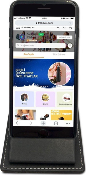 Sedef Silver Masaüstü Suni Deri Telefon Tutucu Standı Cep Telefonu Koyma Aparatı - Image 1