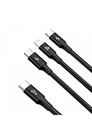 Hobimtek Type-C Pd Hızlı Şarj 20W 3 İn 1 Hızlı Şarj Kablosu 120 Cm 3 A Lightning Type-C Usb Micro Çoklu Data - Image 1