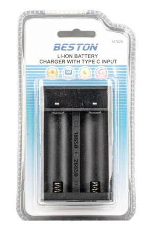 Beston Pil Şarj Aleti İkili Type-C Çıkışlı 18650/26650/2660 Hızlı Pil Şarj Cihazı M-7028 - Image 1