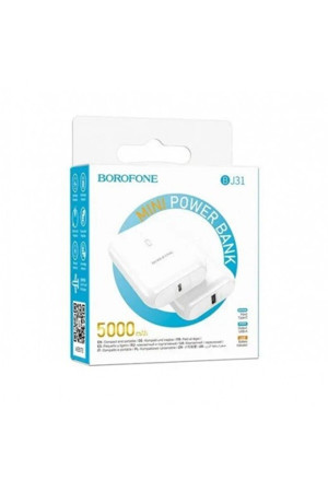Borofone Powerbank Mini Cep Boyutunda  5000Mah  Led Göstergeli İnput Type C İphone Ve Samsung Uyumlu  Bj31 - Image 1