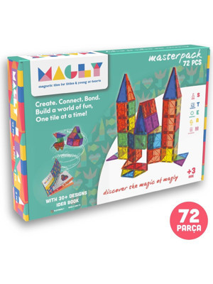 Manyetik Yapı Blokları – Çocuklar İçin Renkli 3 Boyutlu 72 Parça Manyetik Karo Oyun Seti - Image 1