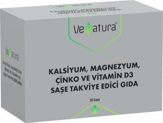 Venatura Kalsiyum, Magnezyum, Çinko ve Vitamin D3 Takviye Edici Gıda 30 Saşe
